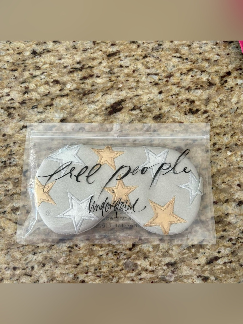 Free People Light Gray Eye Mask with Gold Hardware